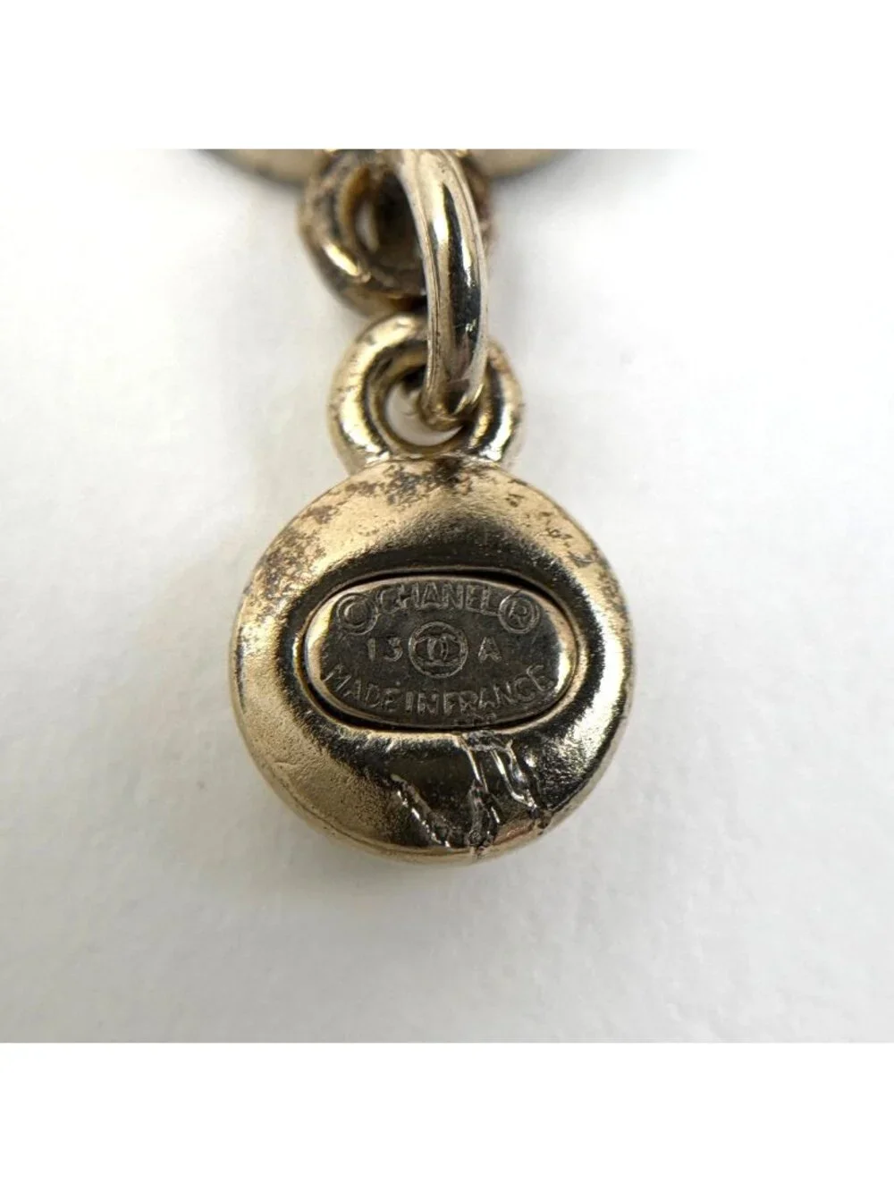 Chanel Necklace CC Logo Faux Pearl Rhinestone Gold